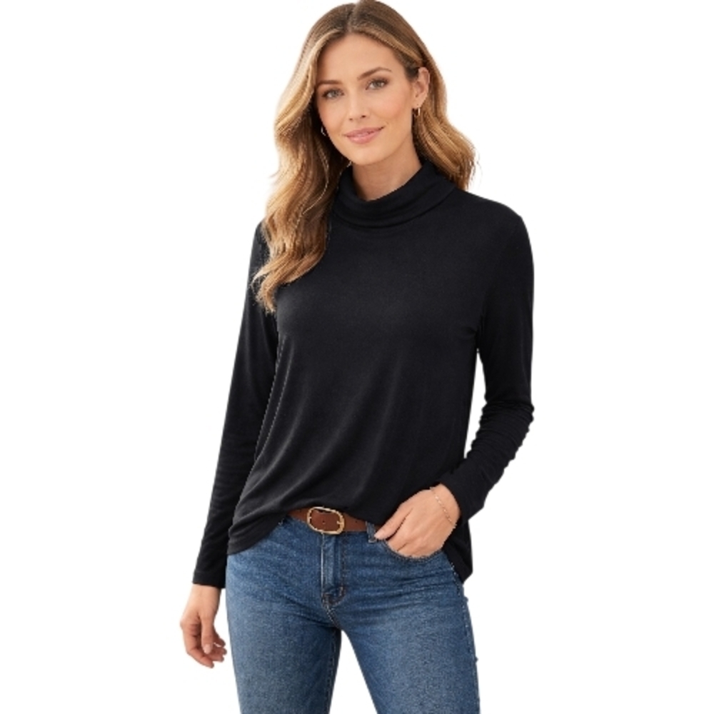 Leo & Nicole Black Mock Neck Top NWT Size PXL
